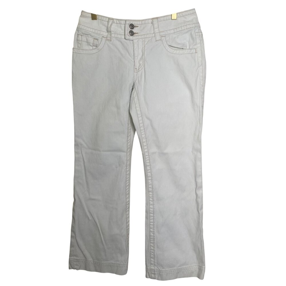 CAbi Denim Jeans Womens Size 6 Off White Flare Retro Cotton Stretch